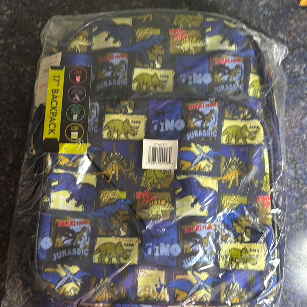 Jurassic Themed  Backpack - Blue and Yellow